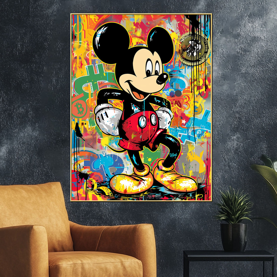 90S Love With The Mickey Cotton Canvas Wall Painting