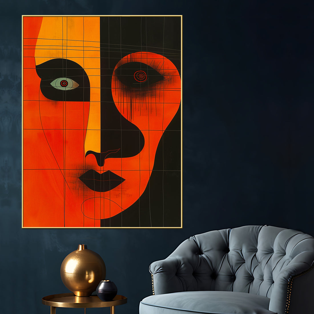 Abstract Face Mindset Is Everything Cotton Canvas Wall Painting