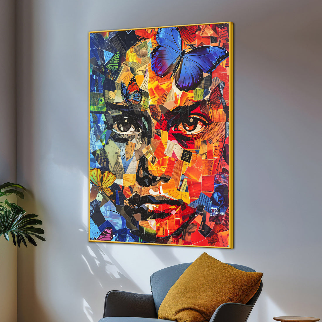 Abstract Floral Butterfly Woman Cotton Canvas Wall Painting