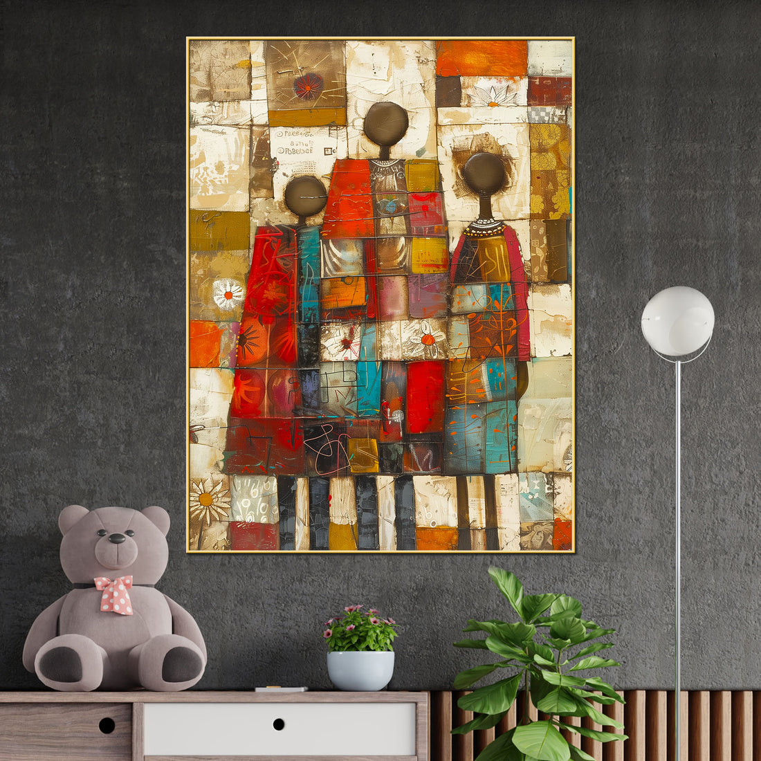 Abstract Geometric Tribal Harmony Cotton Canvas Wall Painting