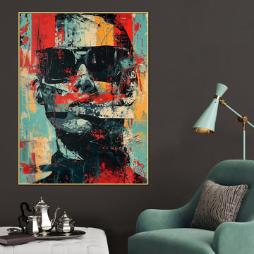 Abstract Man With The Sunglasses Cotton Canvas Wall Painting