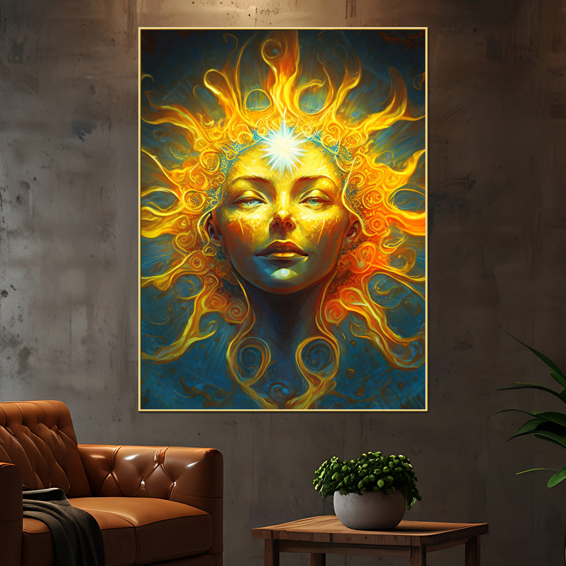 Amaterasu Goddess Of The Sun Fiery Aura Cotton Canvas Wall Painting