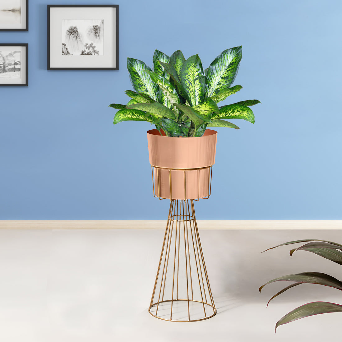 Avant Garden Gold Stand & Ross Gold Pot - Medium Size Planter