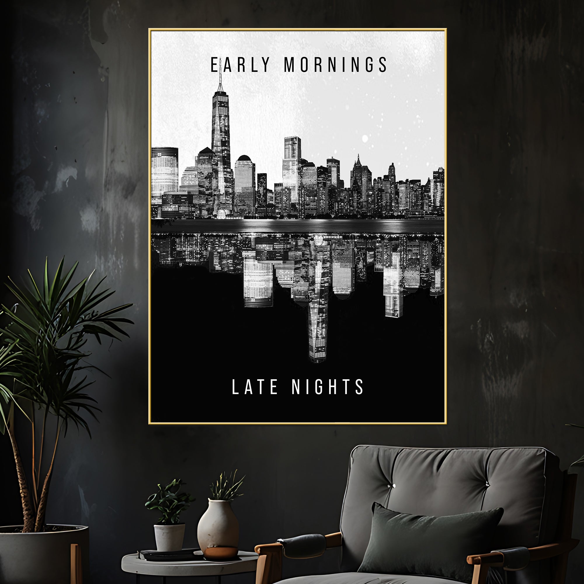 Balance Between Skyline Day And Night Cotton Canvas Wall Painting