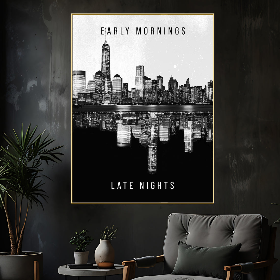 Balance Between Skyline Day And Night Cotton Canvas Wall Painting