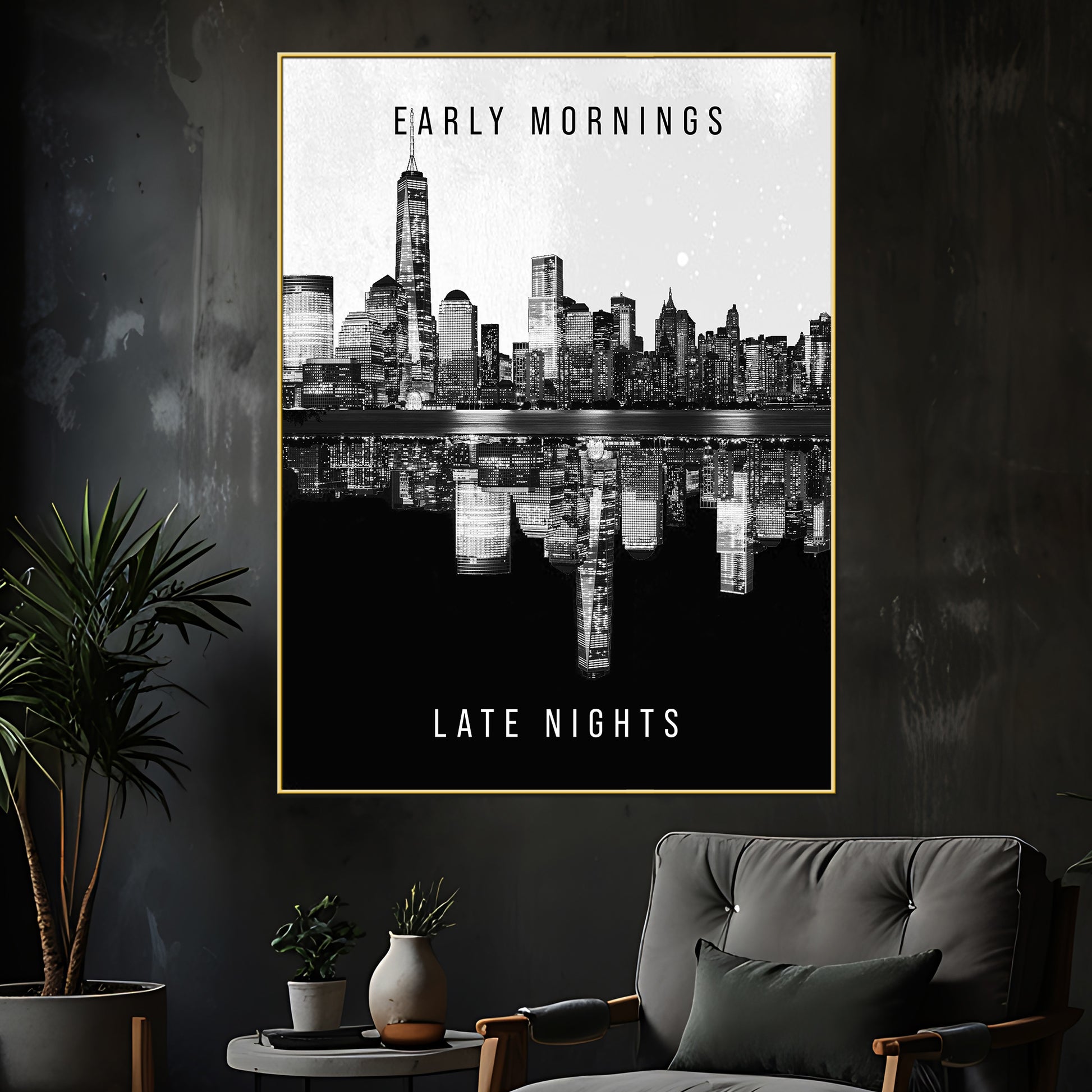Balance Between Skyline Day And Night Cotton Canvas Wall Painting