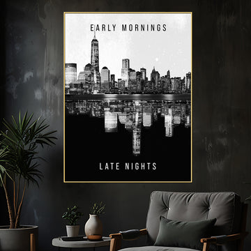 Balance Between Skyline Day And Night Cotton Canvas Wall Painting