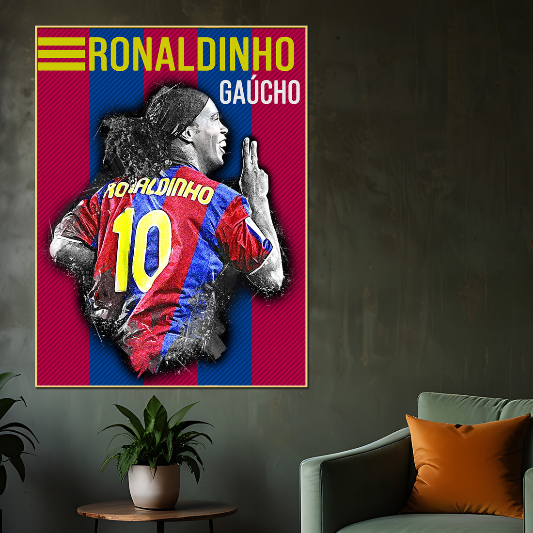 Barcelona Legend Ronaldinho Gaúcho Cotton Canvas Wall Painting