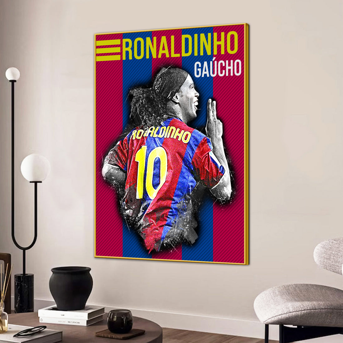 Barcelona Legend Ronaldinho Gaúcho Cotton Canvas Wall Painting