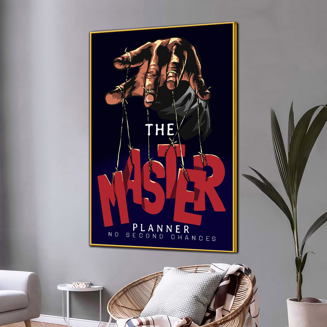 Best Plan Or No Plan Bold Puppet Hand Cotton Canvas Wall Painting