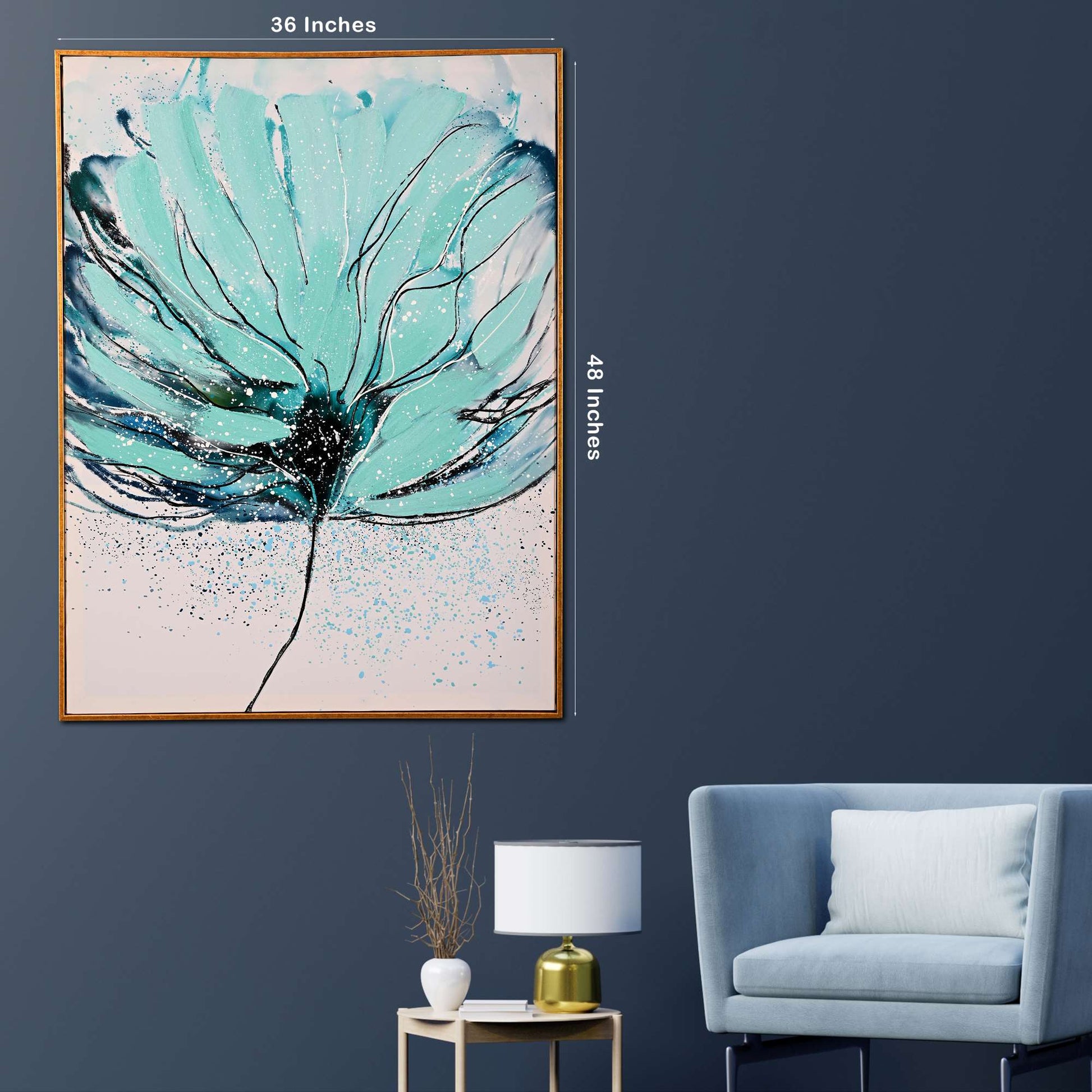 Blooming Serenity Hand Painted Wall Painting with Floating Frame
