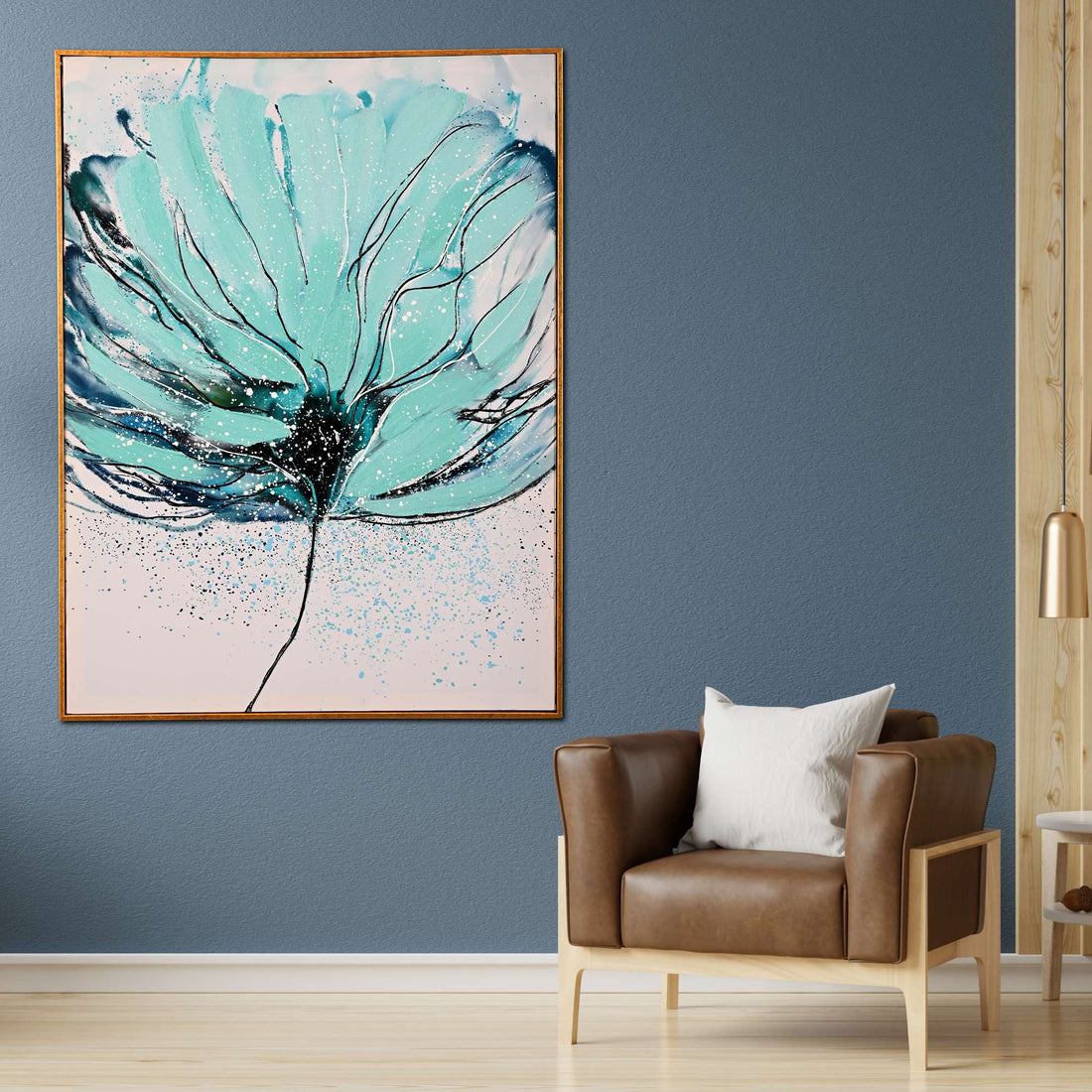 Blooming Serenity Hand Painted Wall Painting with Floating Frame
