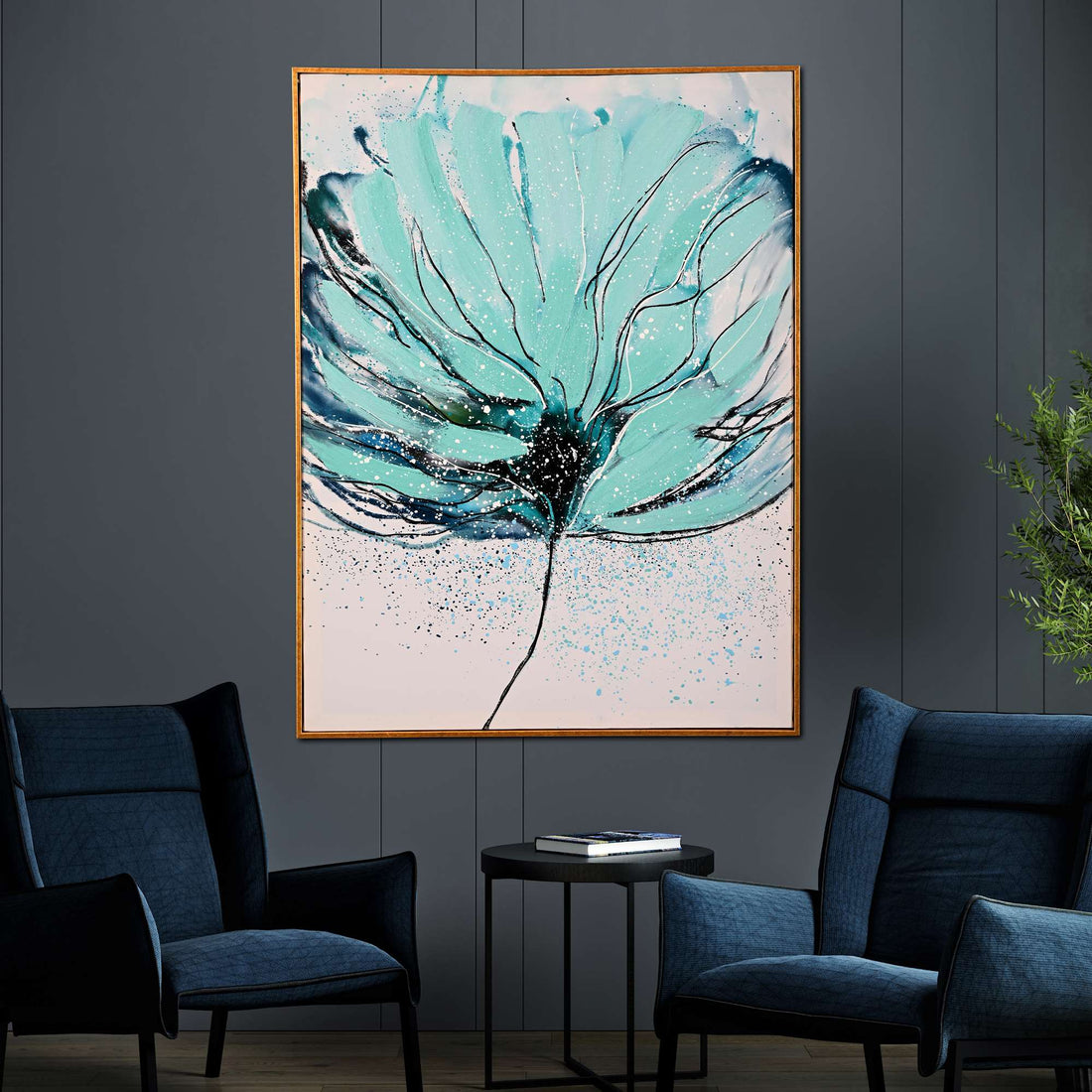 Blooming Serenity Hand Painted Wall Painting with Floating Frame