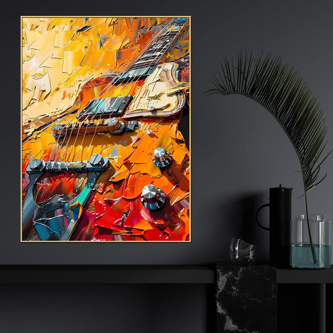 Bold Brushstroke Of The Guitar Cotton Canvas Wall Painting
