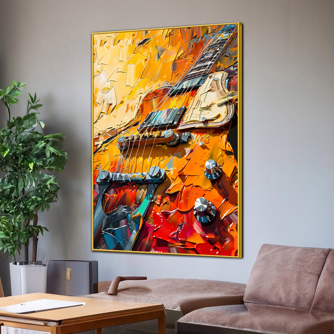 Bold Brushstroke Of The Guitar Cotton Canvas Wall Painting