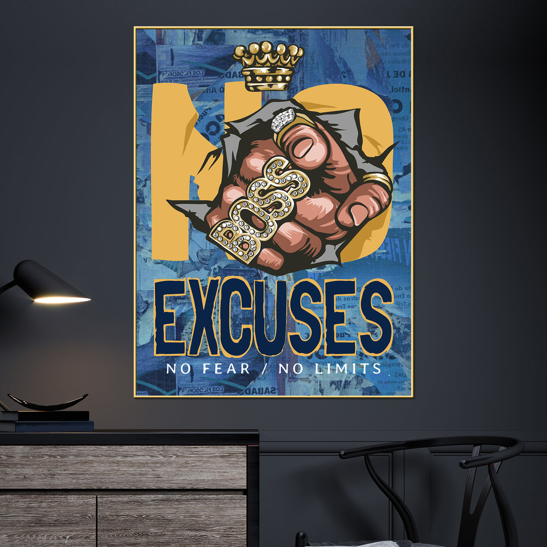 Boss Hand No Excuses No Limits Cotton Canvas Wall Painting