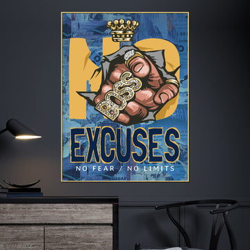 Boss Hand No Excuses No Limits Cotton Canvas Wall Painting