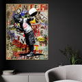 Boy Holding A Vibrant Red Rose Graffiti Cotton Canvas Wall Painting