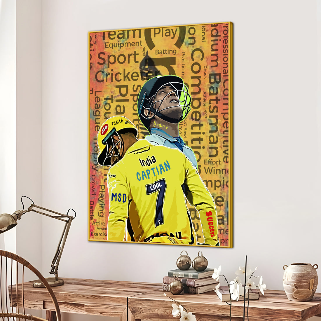 Captain Of 7 Seas MS Dhoni Cotton Canvas Wall Painting