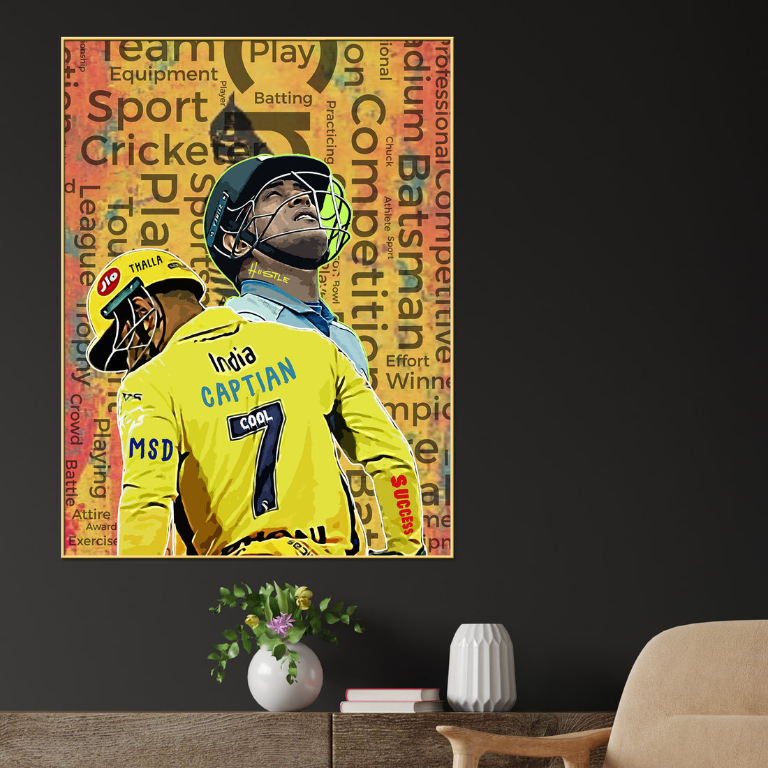 Captain Of 7 Seas MS Dhoni Cotton Canvas Wall Painting