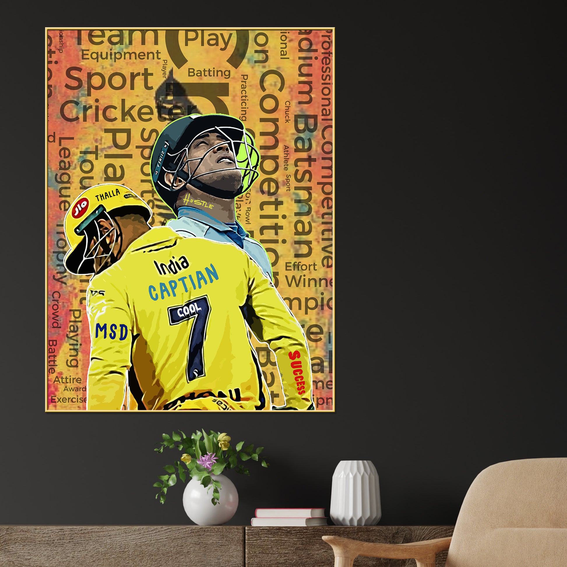 Captain Of 7 Seas MS Dhoni Cotton Canvas Wall Painting