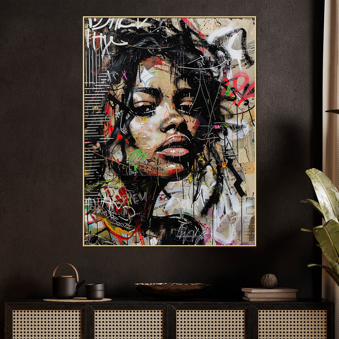 City Muse Street Queen Graffiti Cotton Canvas Wall Painting