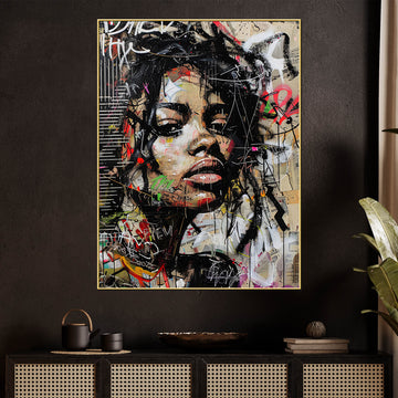 City Muse Street Queen Graffiti Cotton Canvas Wall Painting