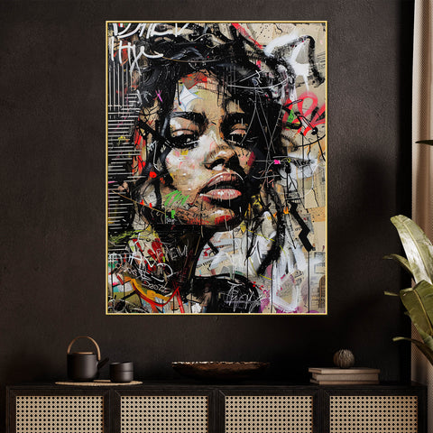 City Muse Street Queen Graffiti Cotton Canvas Wall Painting