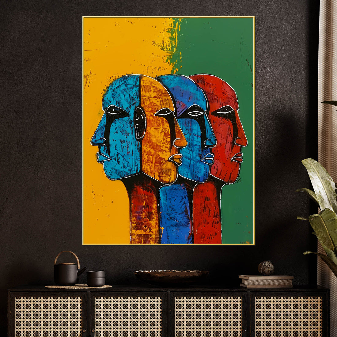 Colourfull Trio of Minds American Cotton Canvas Wall Painting