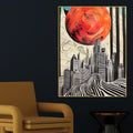 Cosmic City Silhouettes At Dawn Cotton Canvas Wall Painting