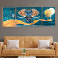 Decorative Udaipur Elephant Crystal Glass Painting Set of 3