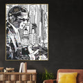 Drawn NYC Street At Night Urban Legend Cotton Canvas Wall Painting