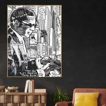 Drawn NYC Street At Night Urban Legend Cotton Canvas Wall Painting
