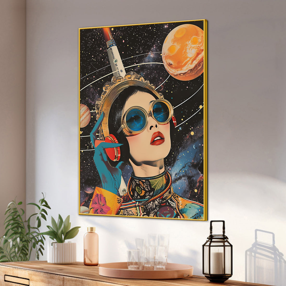 Enjoy Your Endless World Retro Futuristic Cotton Canvas Wall Painting