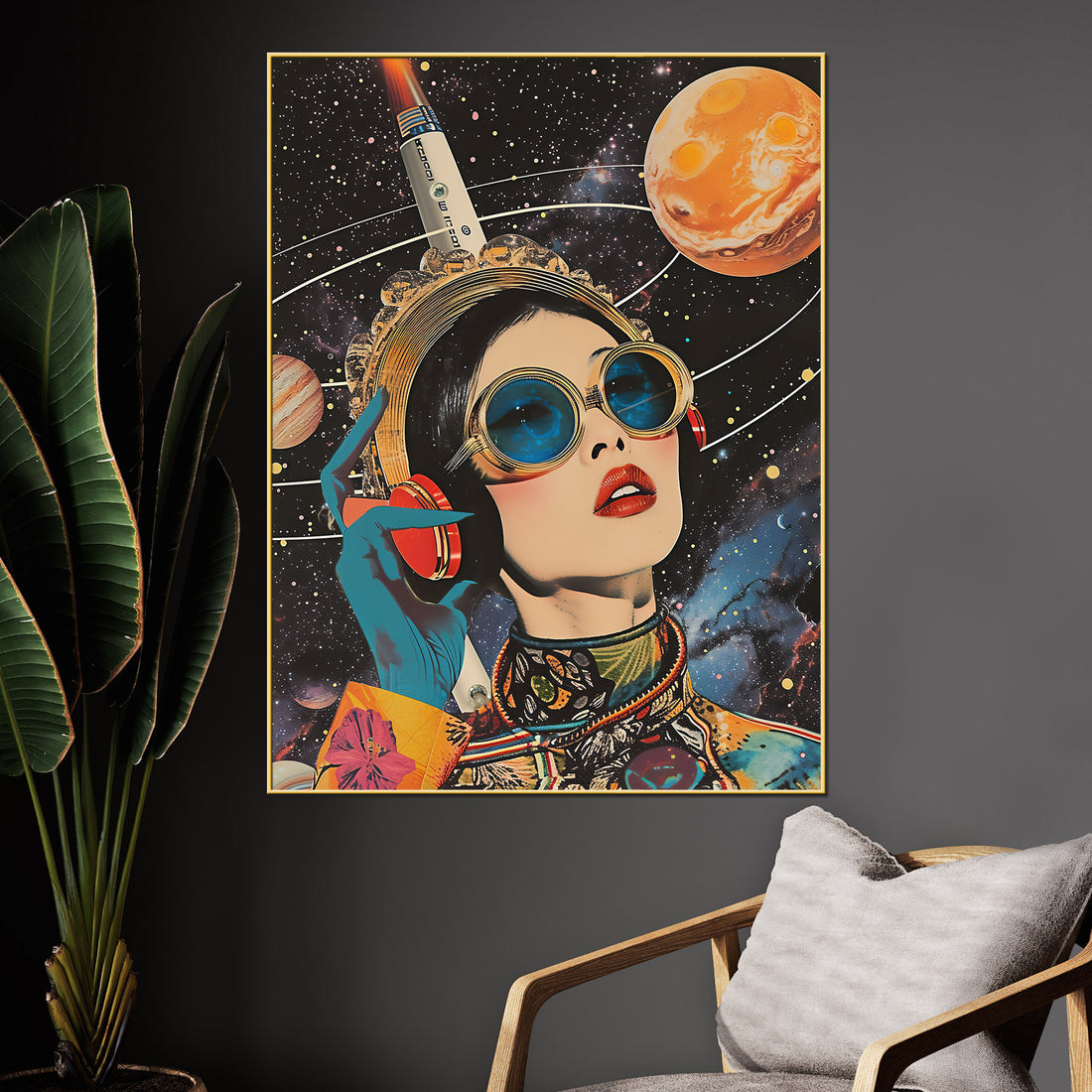 Enjoy Your Endless World Retro Futuristic Cotton Canvas Wall Painting