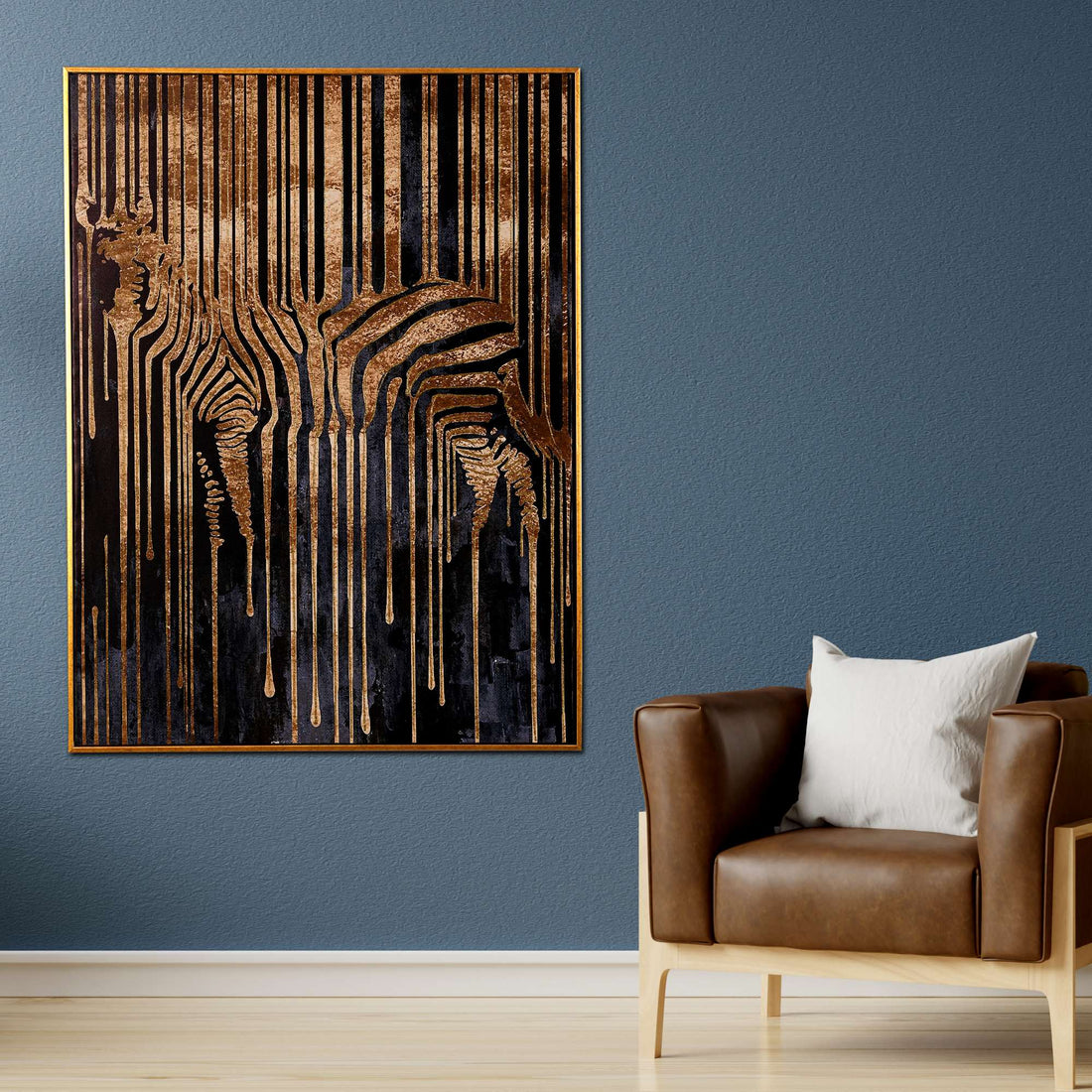 Ethereal Zebra Mirage Hand Painted Wall Painting with Floating Frame