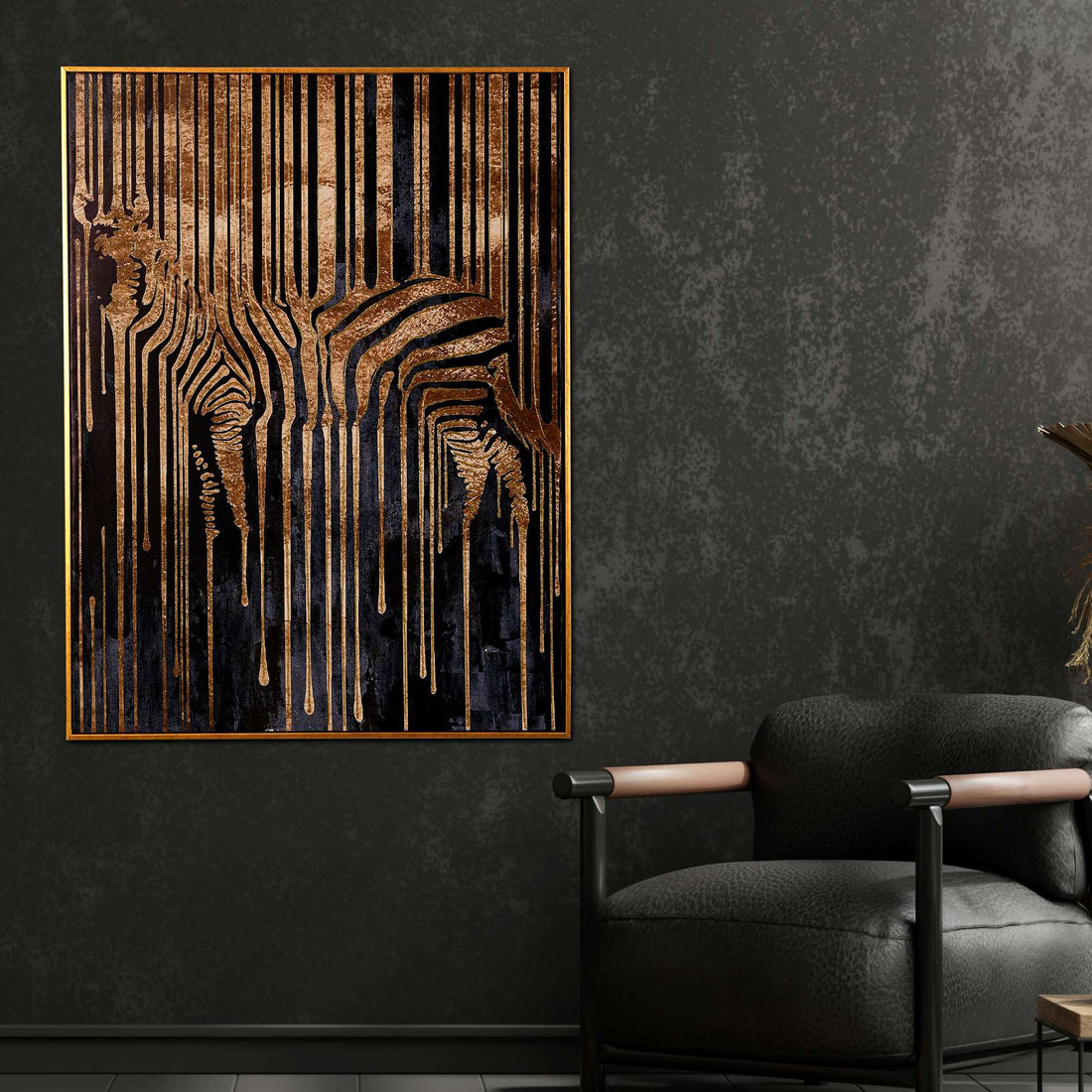 Ethereal Zebra Mirage Hand Painted Wall Painting with Floating Frame
