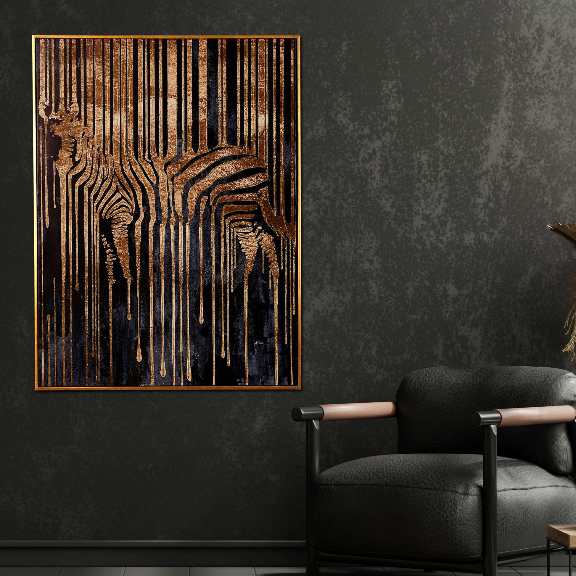 Ethereal Zebra Mirage Hand Painted Wall Painting with Floating Frame