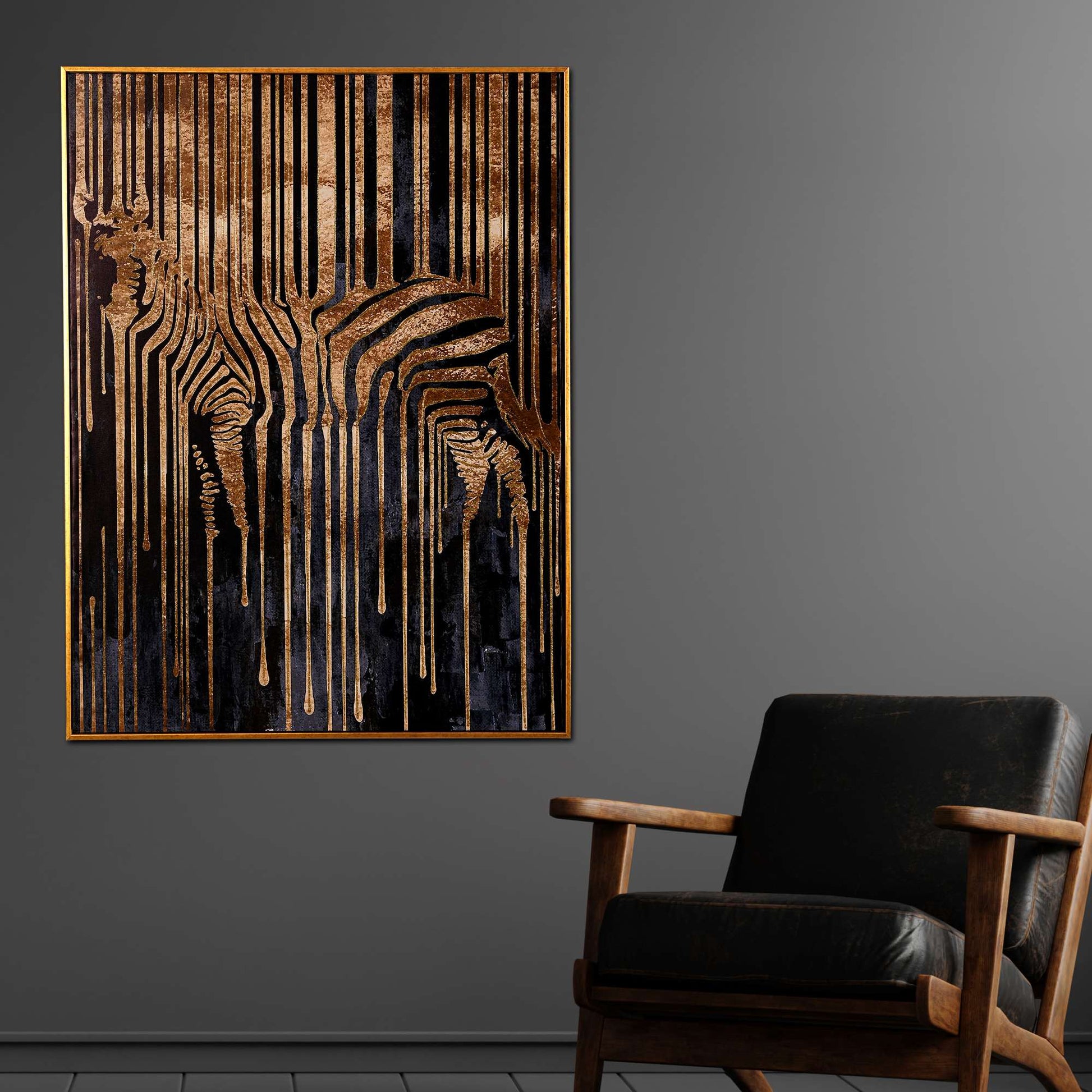 Ethereal Zebra Mirage Hand Painted Wall Painting with Floating Frame