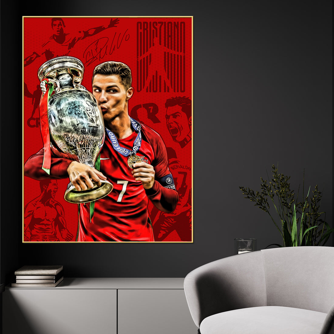 Euro Cup 2016 Winner CR7 Cotton Canvas Wall Painting
