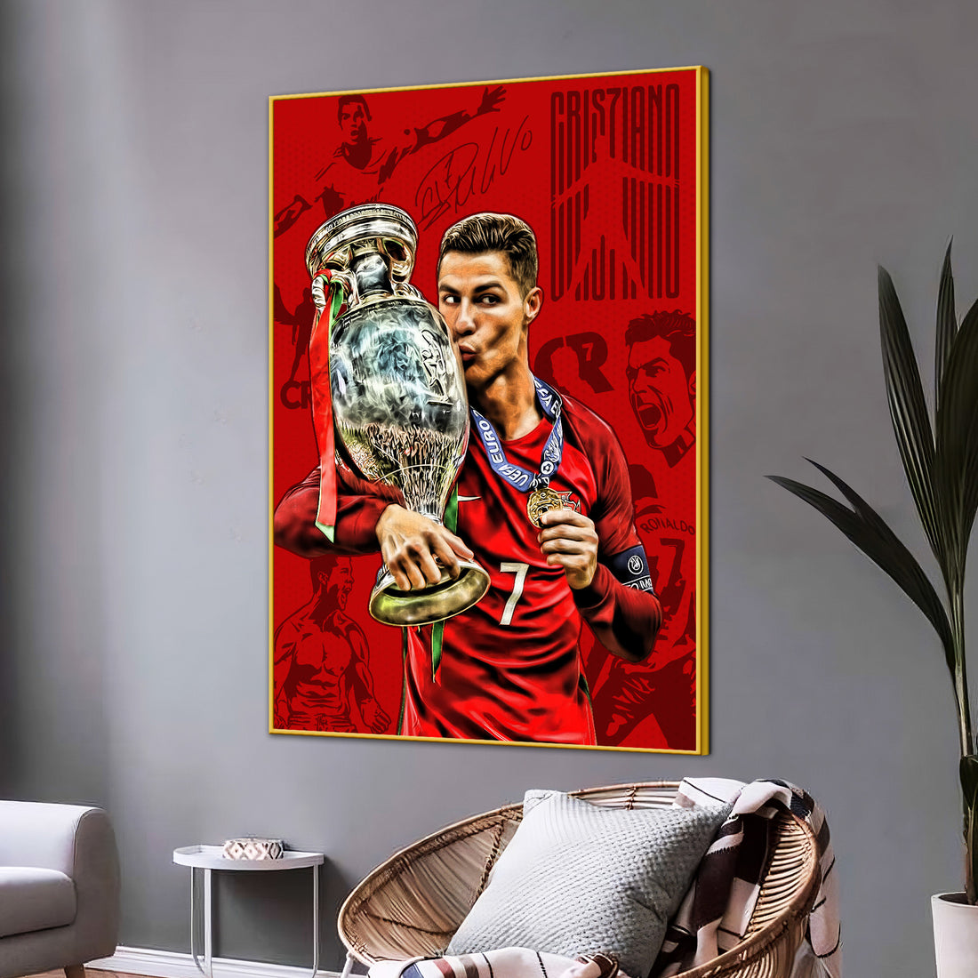 Euro Cup 2016 Winner CR7 Cotton Canvas Wall Painting