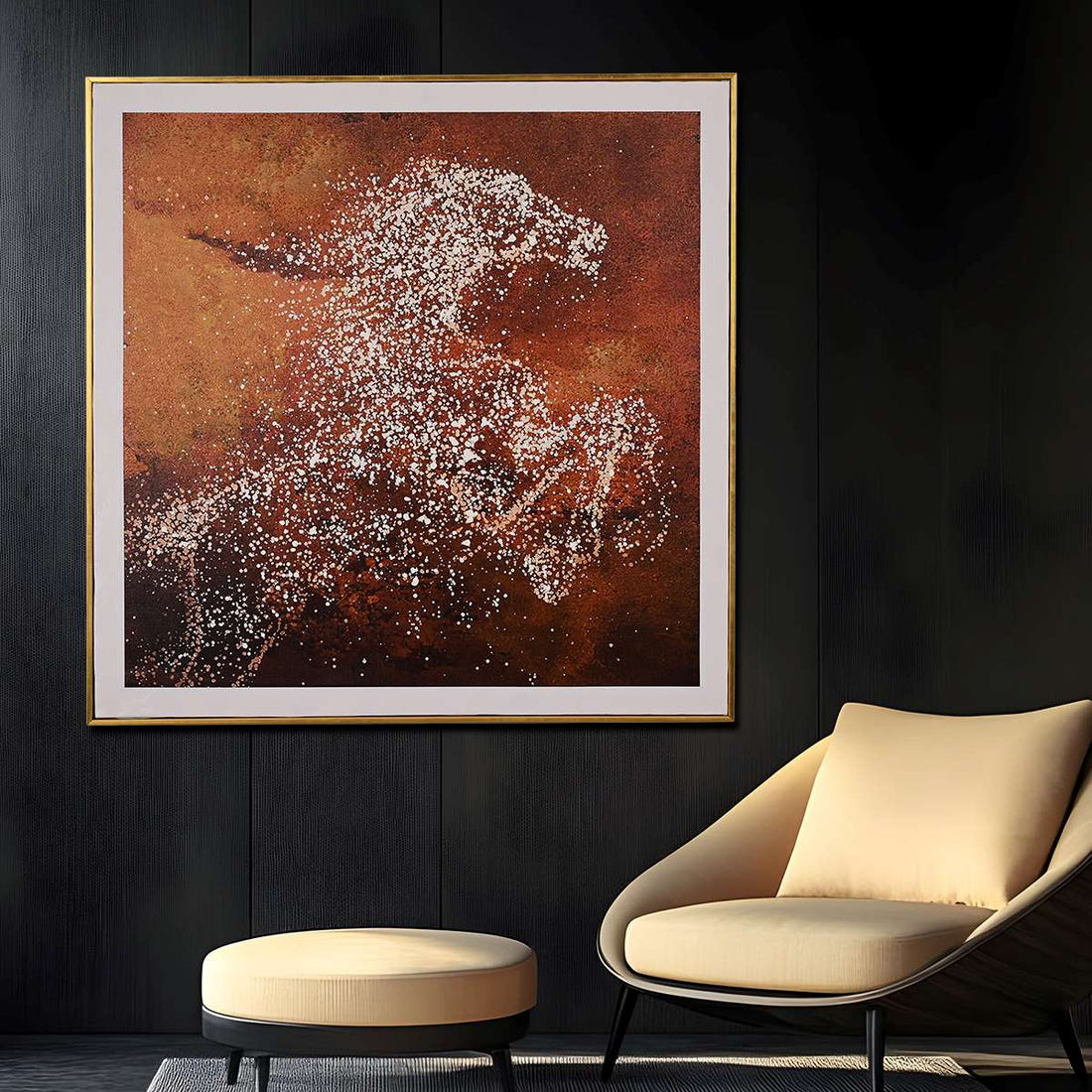 Evening Stallion Horse  Hand Painted Wall Painting with Floating Frame