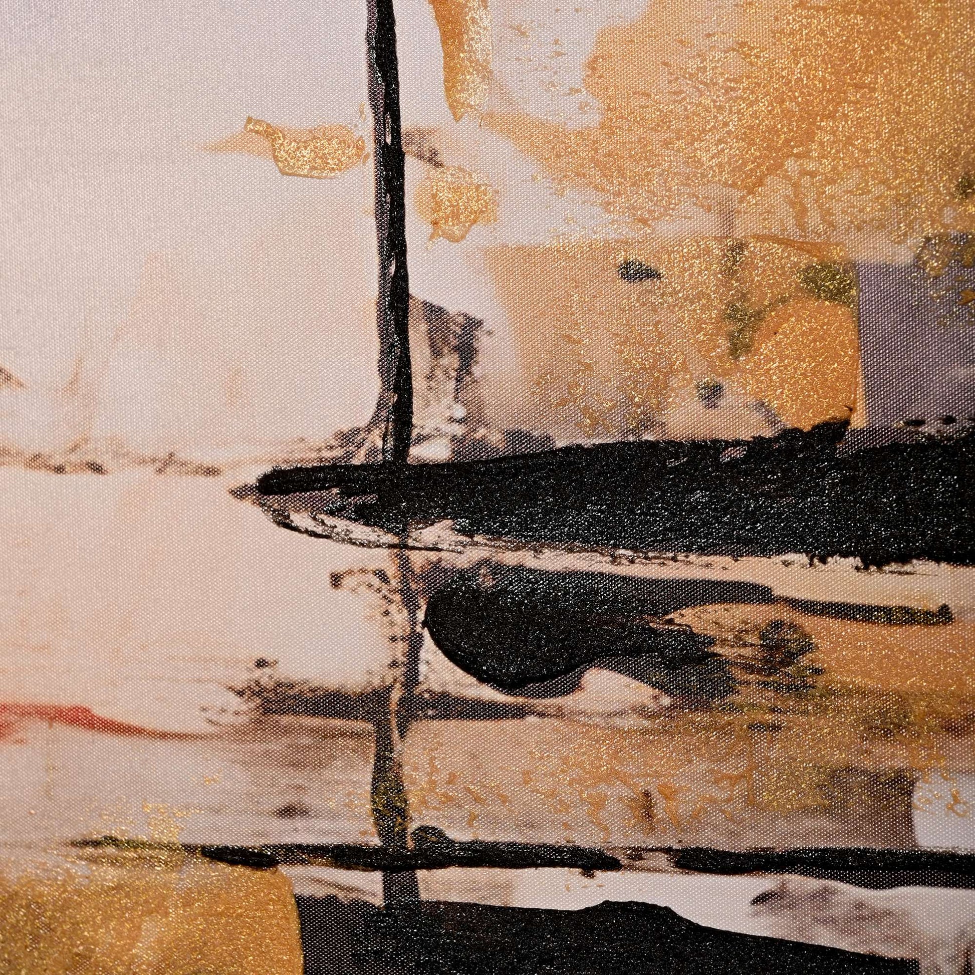 Fragments of Gold Abstract Hand Painted Wall Painting with Floating Frame