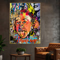 Funky Albert Einstein Pop Art Cotton Canvas Wall Painting