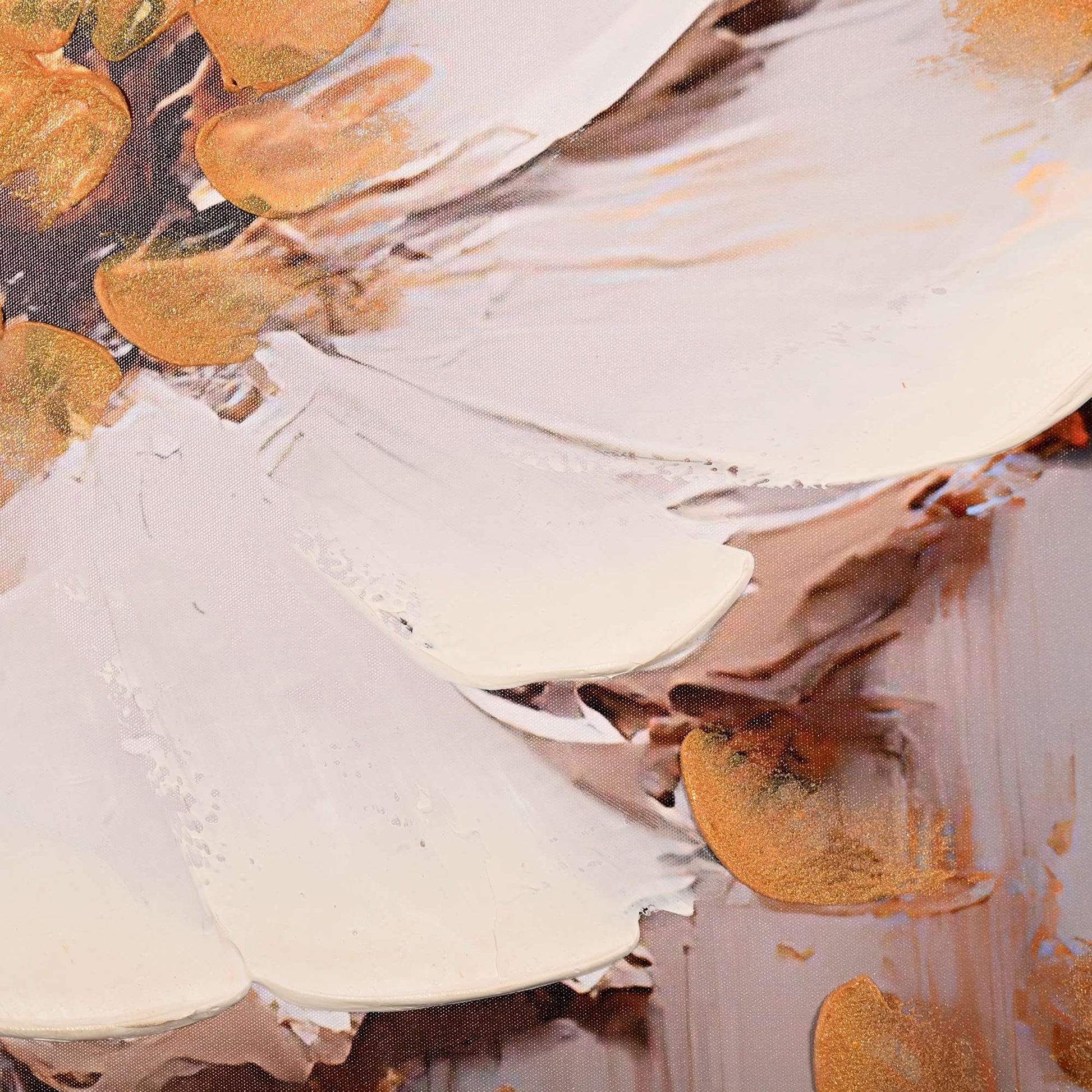 Golden Bloom Hand Painted Wall Painting with Floating Frame