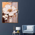 Golden Bloom Hand Painted Wall Painting with Floating Frame