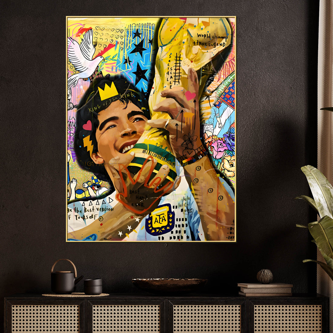 Golden Glory: The King Maradona Triumph Cotton Canvas Wall Painting