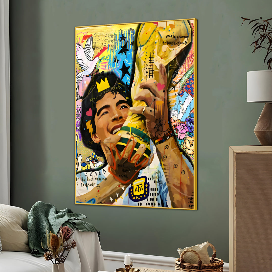 Golden Glory: The King Maradona Triumph Cotton Canvas Wall Painting