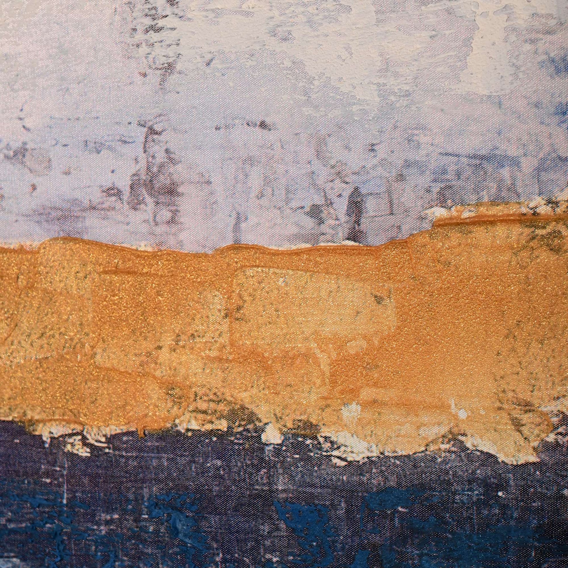 Golden Horizon Abstract Hand Painted Wall Painting with Floating Frame