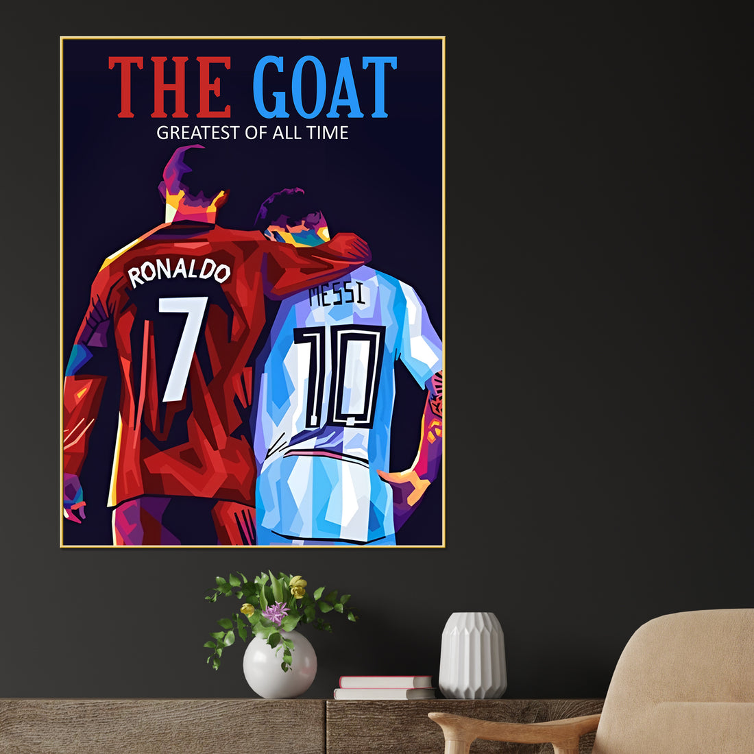 Greatest Of All Time Messi and Ronaldo Cotton Canvas Wall Painting